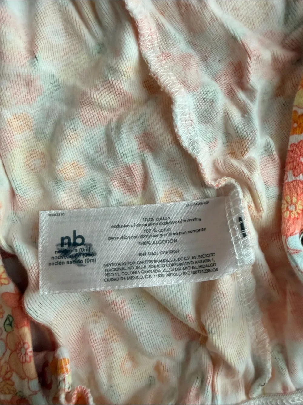 Carter’s Floral Bubble Romper Heart Back NB Newborn